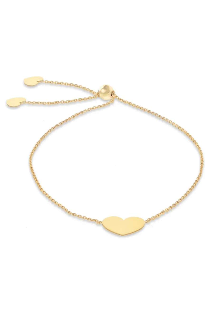 Golden Moments 9ct Yellow Gold Heart Trace Chain Slider Bracelet