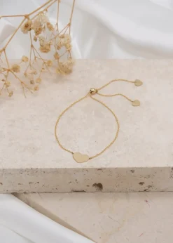 Golden Moments 9ct Yellow Gold Heart Trace Chain Slider Bracelet