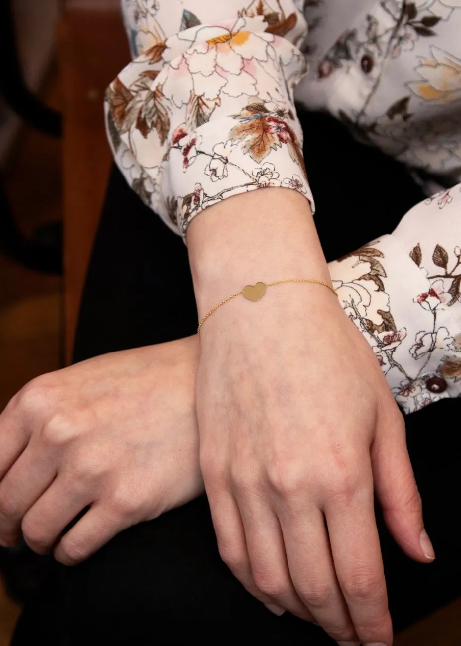 Golden Moments 9ct Yellow Gold Heart Trace Chain Slider Bracelet