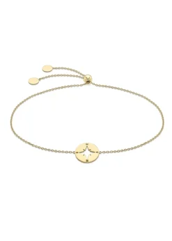 Golden Moments 9ct Yellow Gold 10mm 'Compass' Adjustable Slider Bracelet