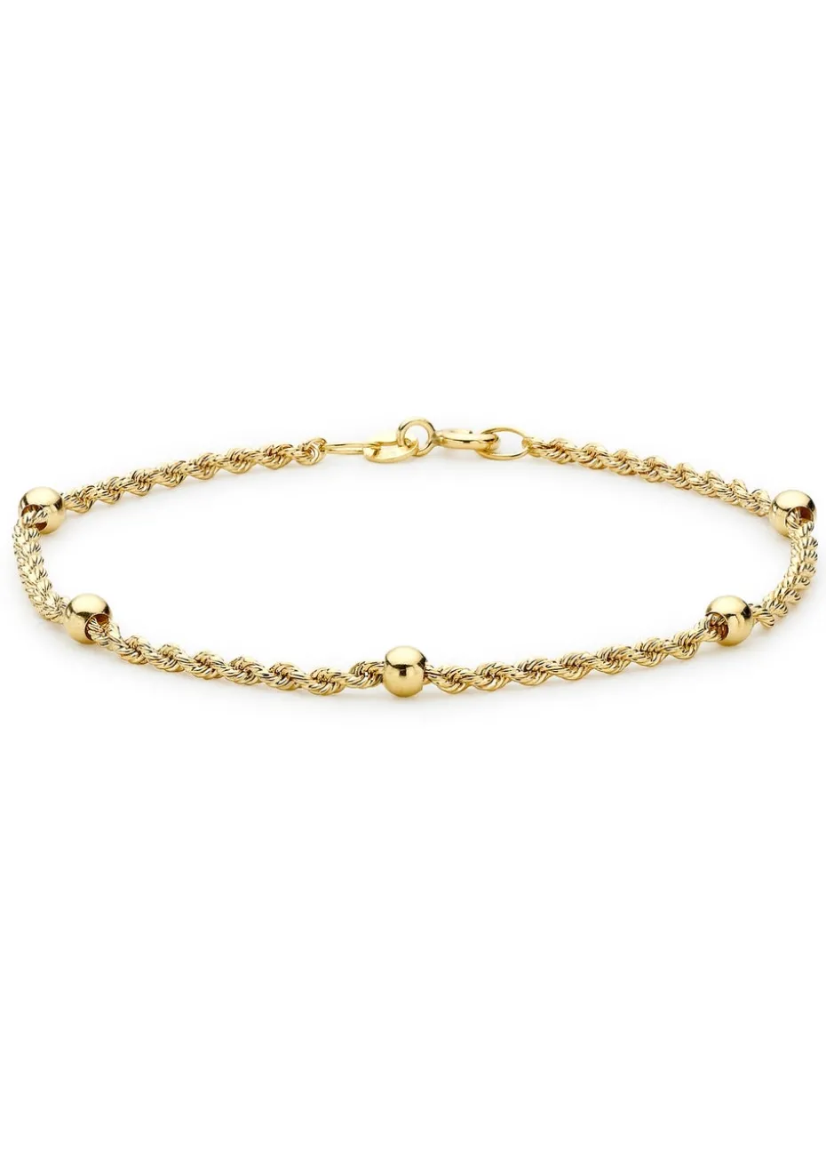Golden Moments 9ct Yellow Gold 40 Hollow RopeandBall Chain Bracelet