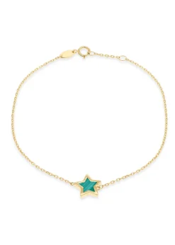 Golden Moments 9ct Yellow Gold Malachite Star Bracelet