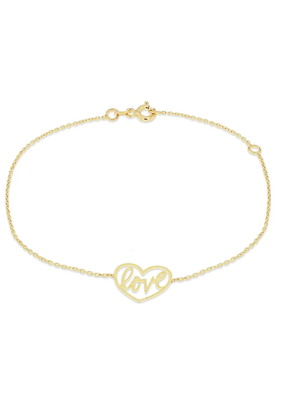 Golden Moments 9ct Yellow Gold 'Love' Heart Bracelet