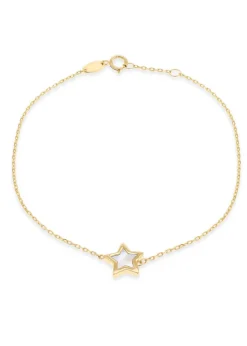 Golden Moments 9ct Yellow Gold Mother of Pearl Star Bracelet