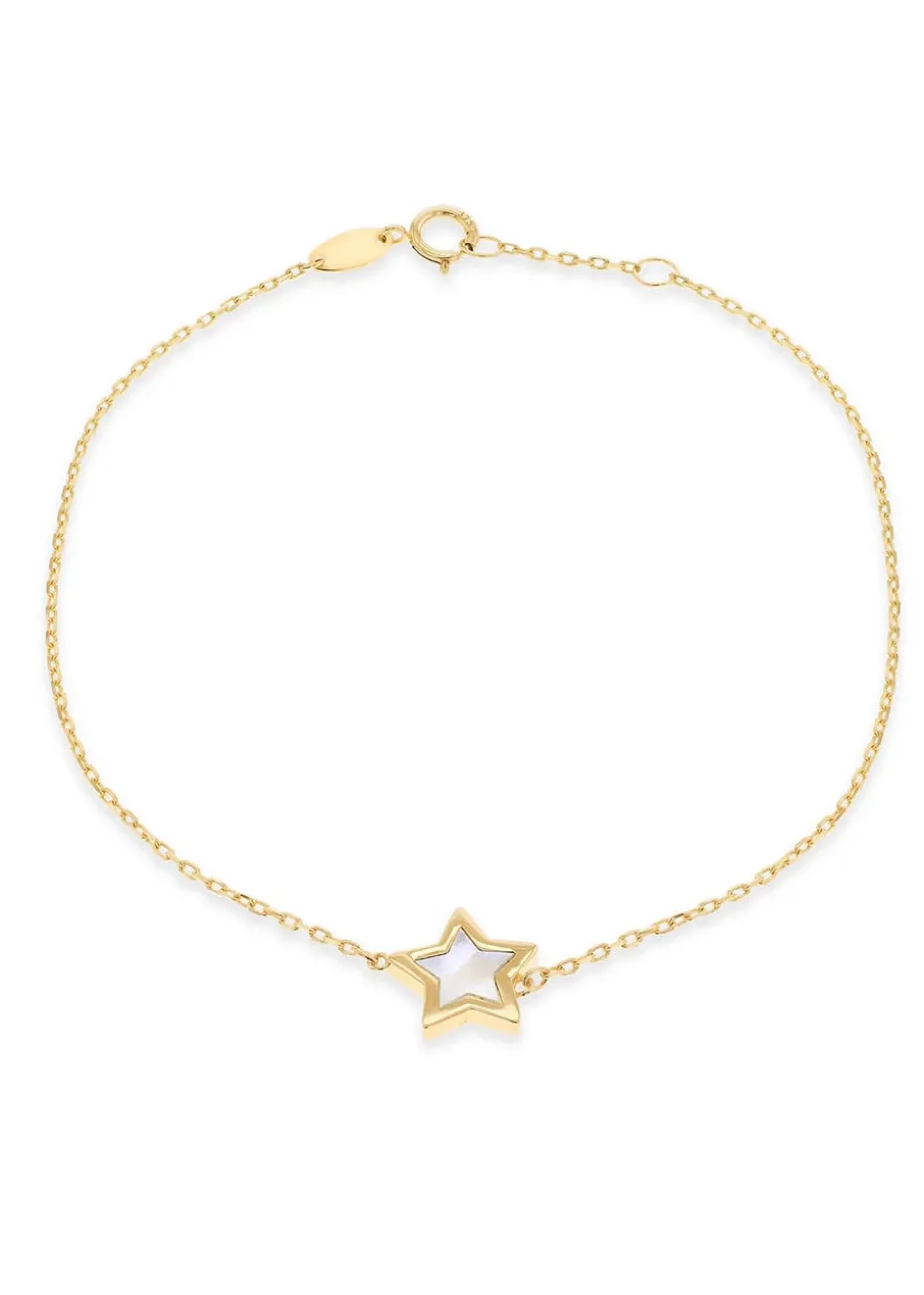 Golden Moments 9ct Yellow Gold Mother of Pearl Star Bracelet