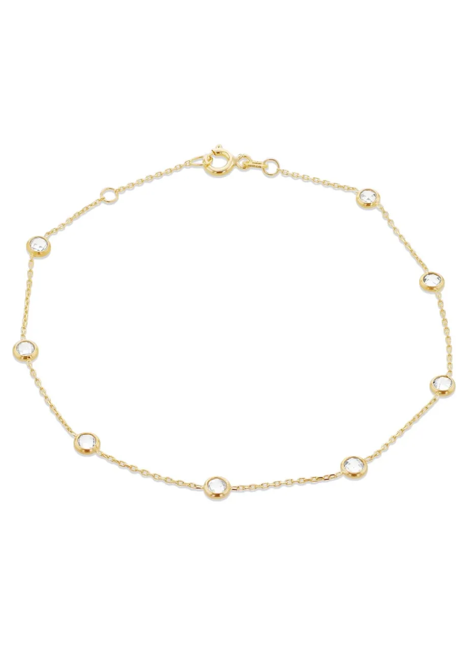 Golden Moments 9ct Yellow Gold 3.65mm CZ Adjustable Bracelet