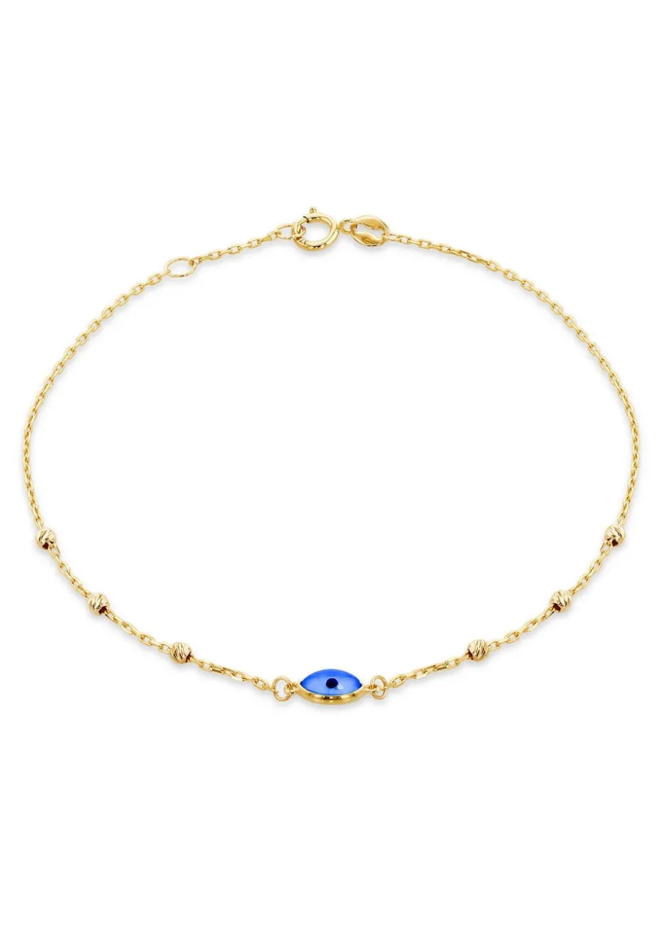 Golden Moments 9ct Yellow Gold Evil Eye Ball Bracelet