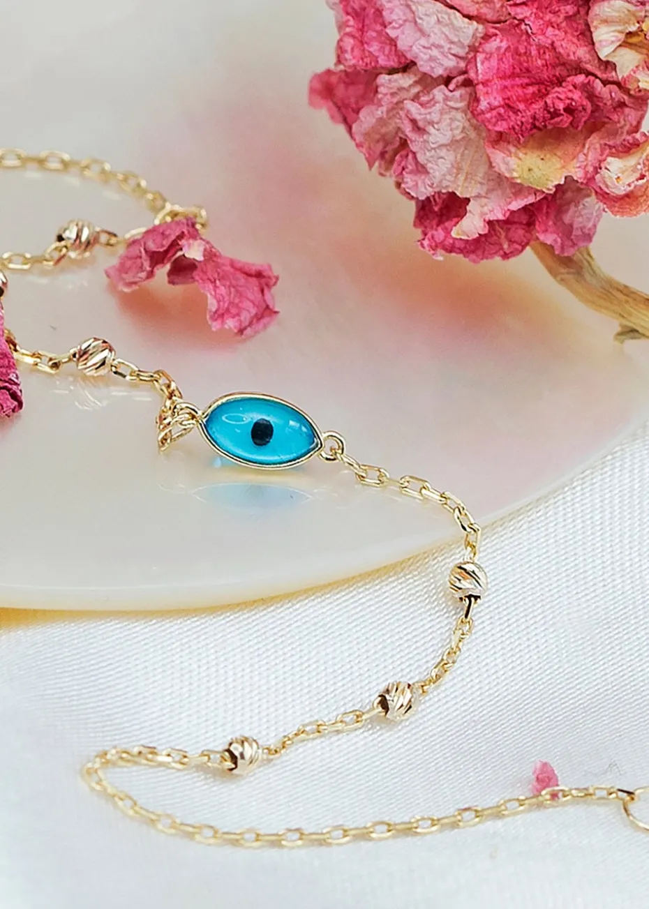 Golden Moments 9ct Yellow Gold Evil Eye Ball Bracelet