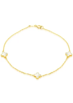 Golden Moments 9ct Yellow Gold 3 x 6.5mm Mother of Pearls Clover Petals Bracelet