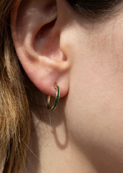 Golden Moments 9ct Yellow Gold Green Heart Stud Earring