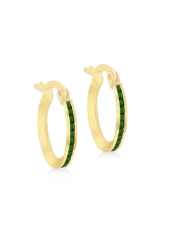 Golden Moments 9ct Yellow Gold Green Heart Stud Earring
