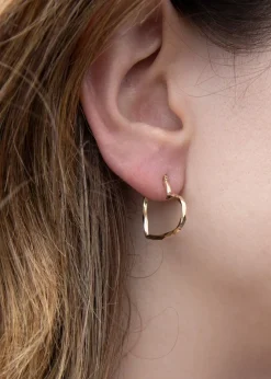 Golden Moments 9ct Yellow Gold Diamond Cut Heart Hoop Earrings