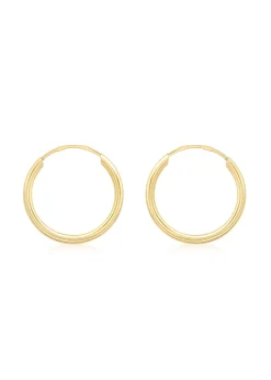 Golden Moments 9ct Yellow Gold Tube Sleeper Hoop Earrings