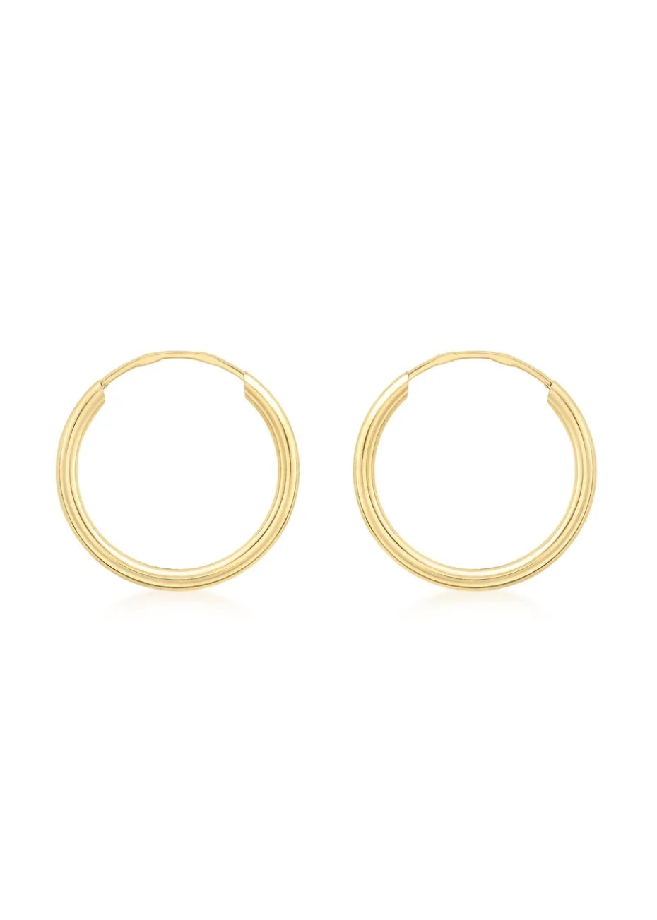 Golden Moments 9ct Yellow Gold Tube Sleeper Hoop Earrings