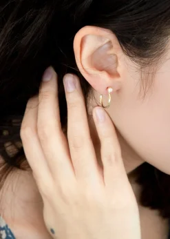 Golden Moments 9ct Yellow Gold CZ HalfHoop Stud Earrings