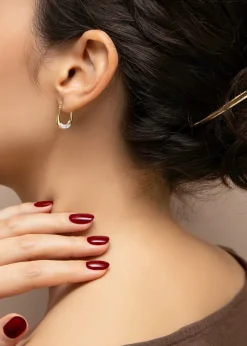 Golden Moments 9ct Yellow Gold Crystalique Oval Creole Earrings