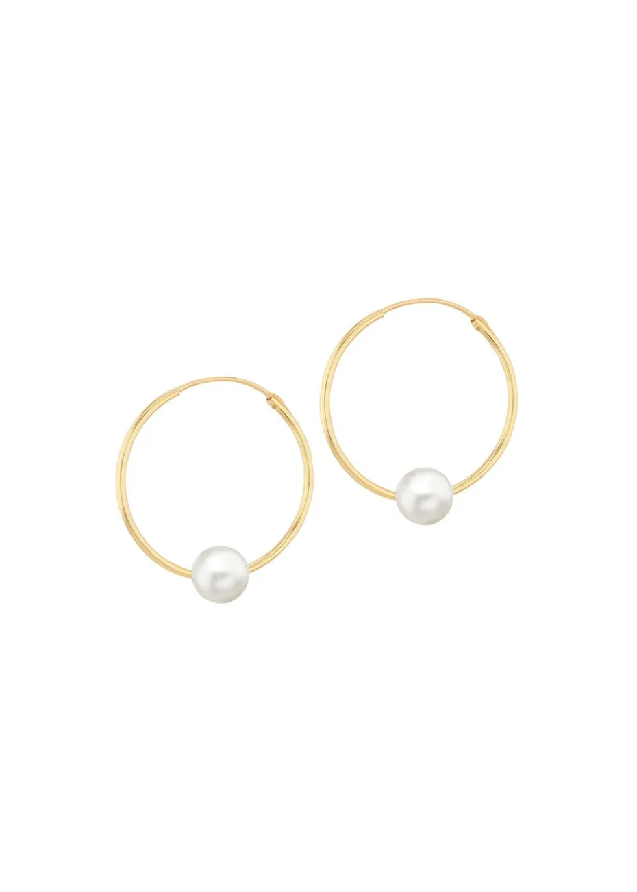 Golden Moments 9ct Yellow Gold Fresh Water Pearl Sleeper Earrings