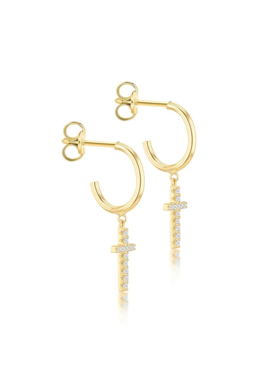 Golden Moments 9ct Yellow Gold Square Ribbed Mini Hoops