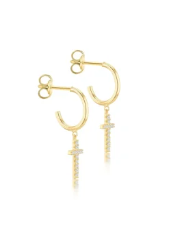Golden Moments 9ct Yellow Gold Square Ribbed Mini Hoops