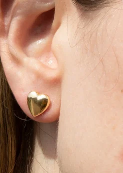 Golden Moments 9ct Yellow Gold 3D Polished Heart Stud Earrings