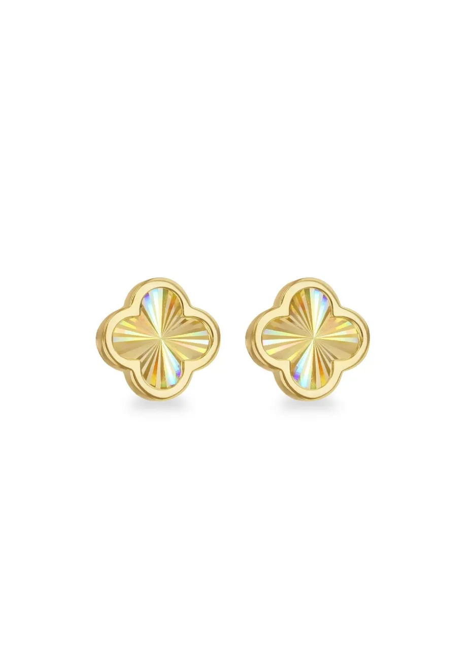 Golden Moments 9ct Yellow Gold Rainbow Petal Stud Earrings