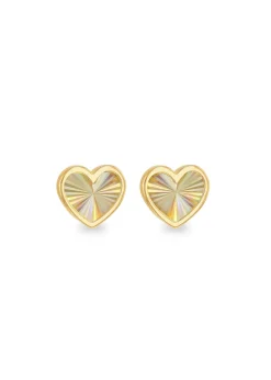 Golden Moments 9ct Yellow Gold Rainbow Heart Stud Earrings