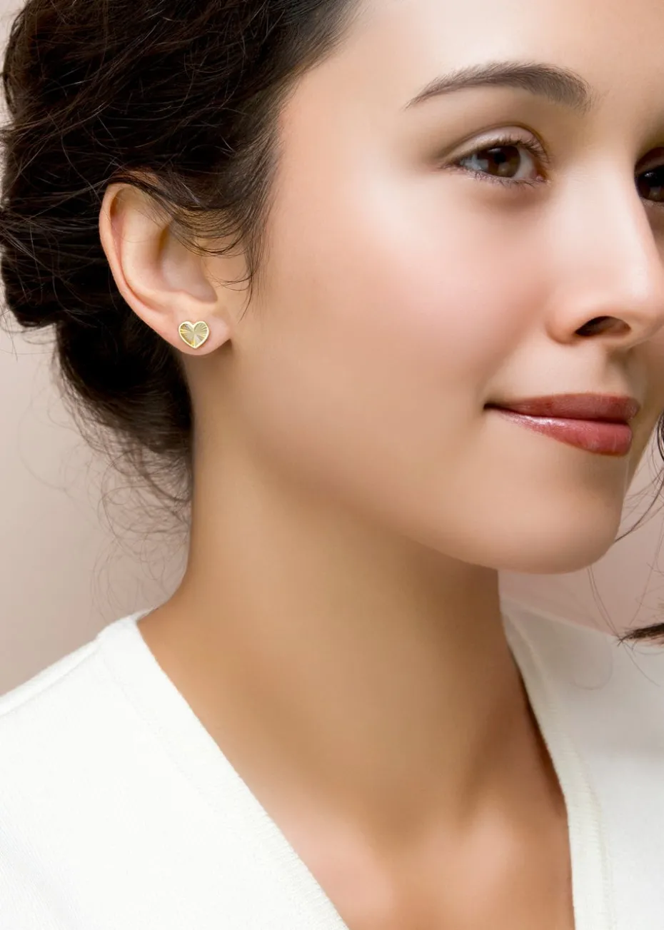 Golden Moments 9ct Yellow Gold Rainbow Heart Stud Earrings