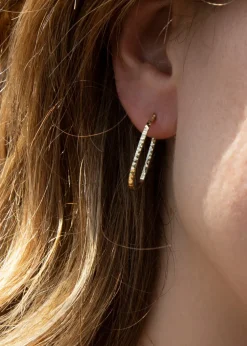 Golden Moments 9ct Yellow Gold Diamond Cut Oval Hoop Earrings