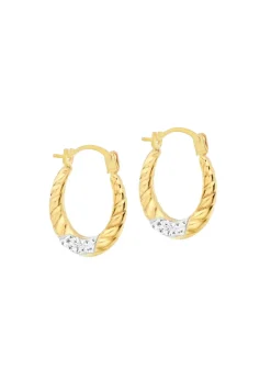 Golden Moments 9ct Yellow Gold Crystalique Round Creole Earrings