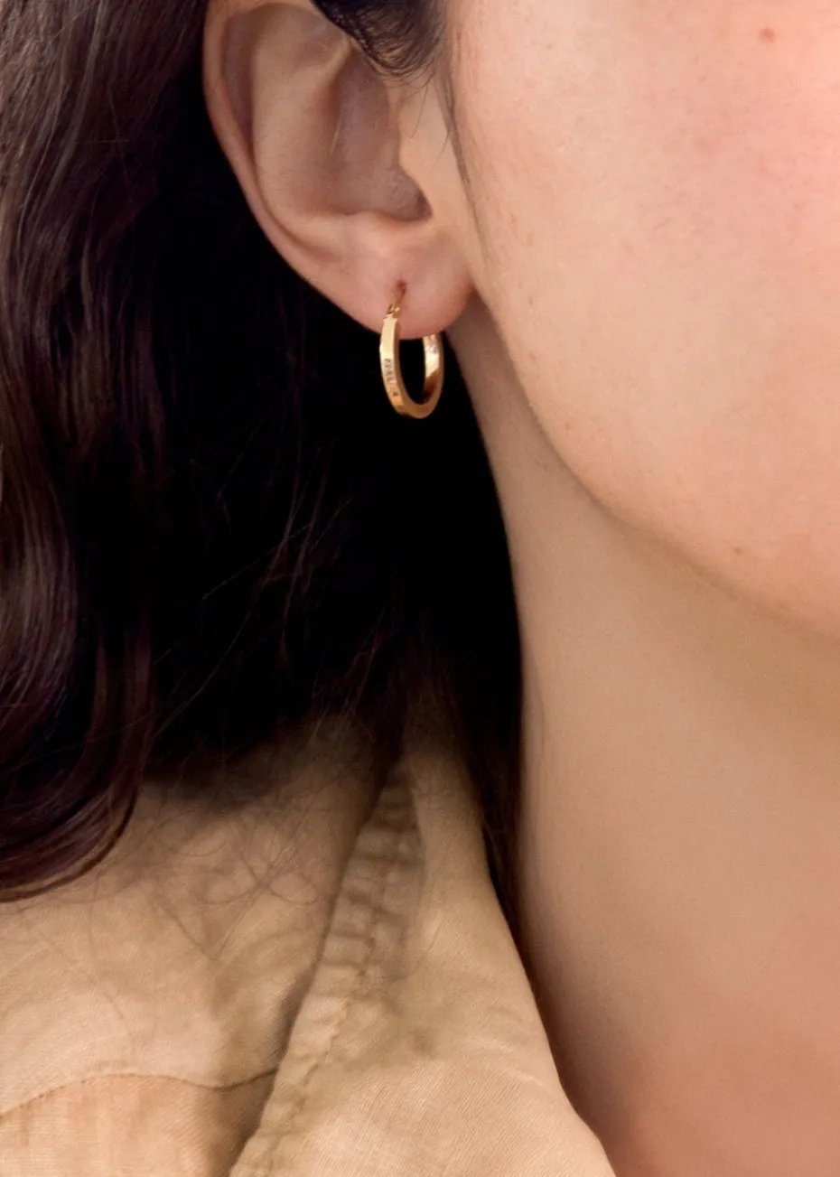 Golden Moments 9ct Yellow Gold Square Tube Round Hoop Creole Earrings