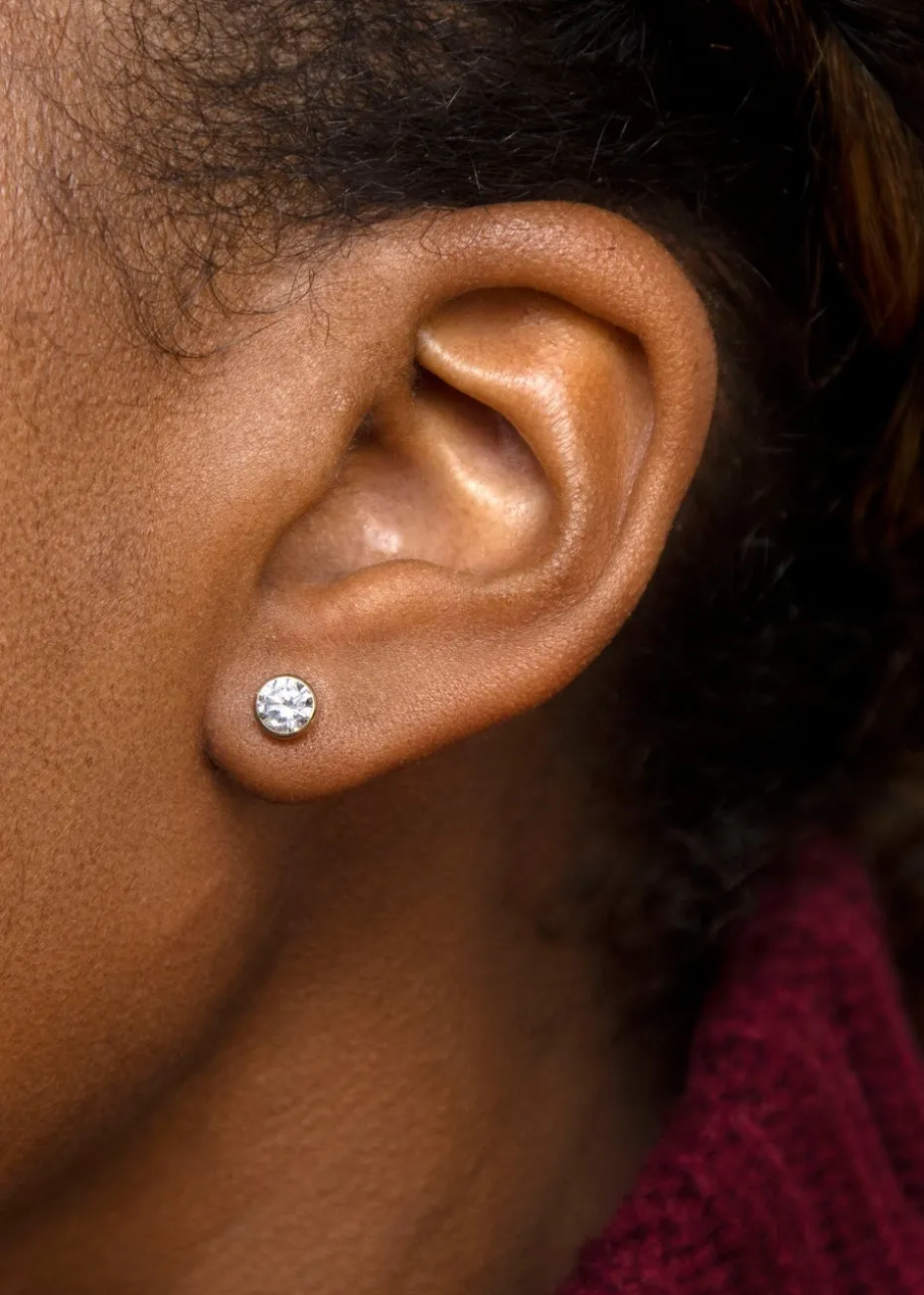 Golden Moments 9ct Yellow Gold CZ Round Stud Earrings