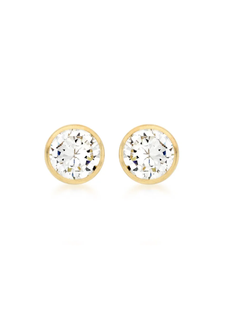 Golden Moments 9ct Yellow Gold CZ Round Stud Earrings