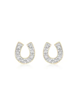 Golden Moments 9ct Yellow Gold CZ Horseshoe Stud Earrings