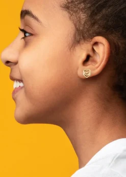 Golden Moments 9ct Yellow Gold Entwined-Hearts Stud Earrings