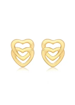 Golden Moments 9ct Yellow Gold Entwined-Hearts Stud Earrings
