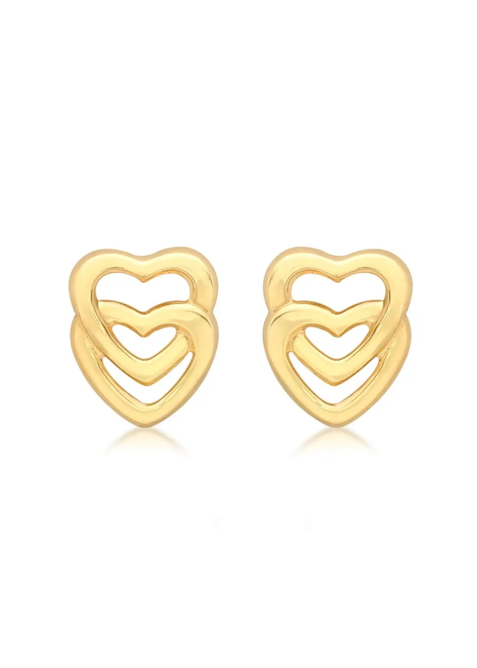 Golden Moments 9ct Yellow Gold Entwined-Hearts Stud Earrings