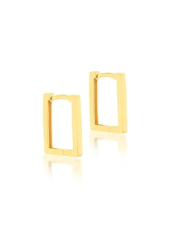 Golden Moments 9ct Yellow Gold Rectangular Hoop Earrings