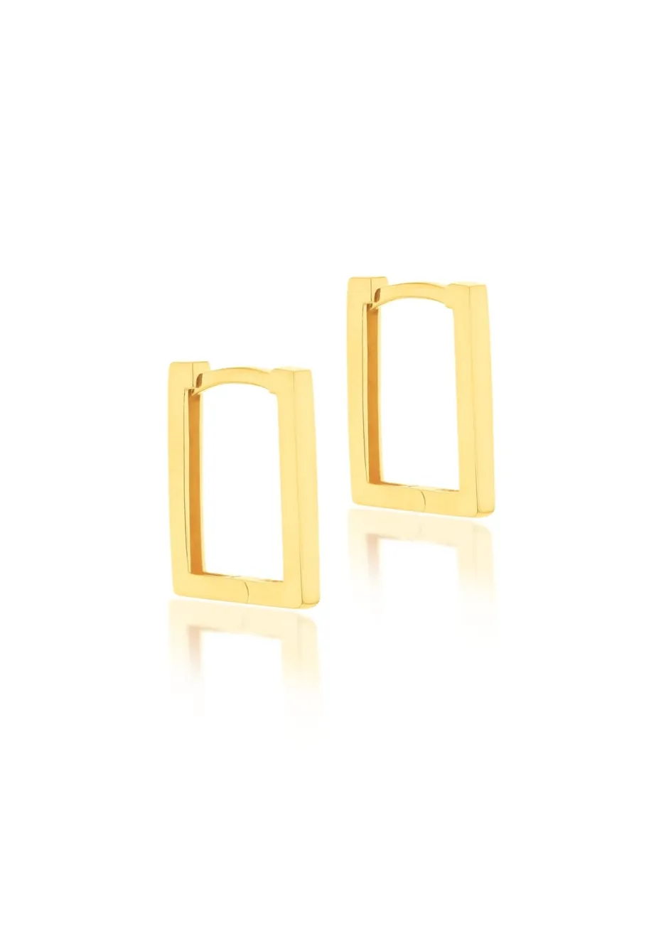 Golden Moments 9ct Yellow Gold Rectangular Hoop Earrings
