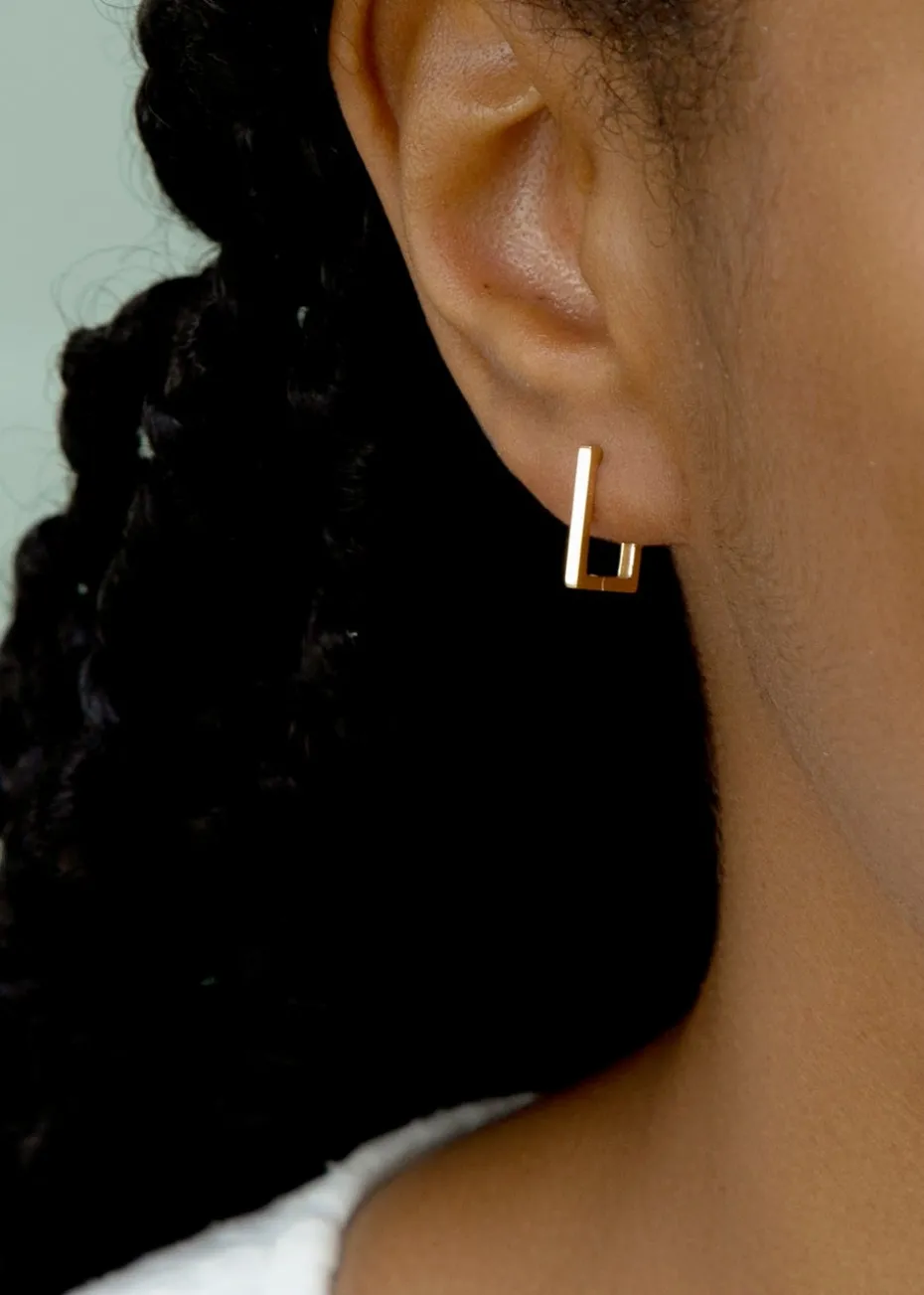 Golden Moments 9ct Yellow Gold Rectangular Hoop Earrings