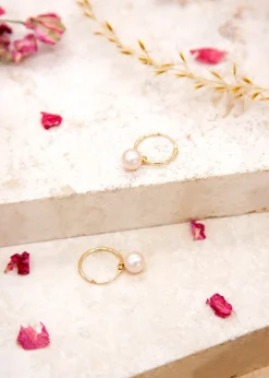 Golden Moments 9ct Yellow Gold Fresh Water Pearl Hoop Drop Earrings