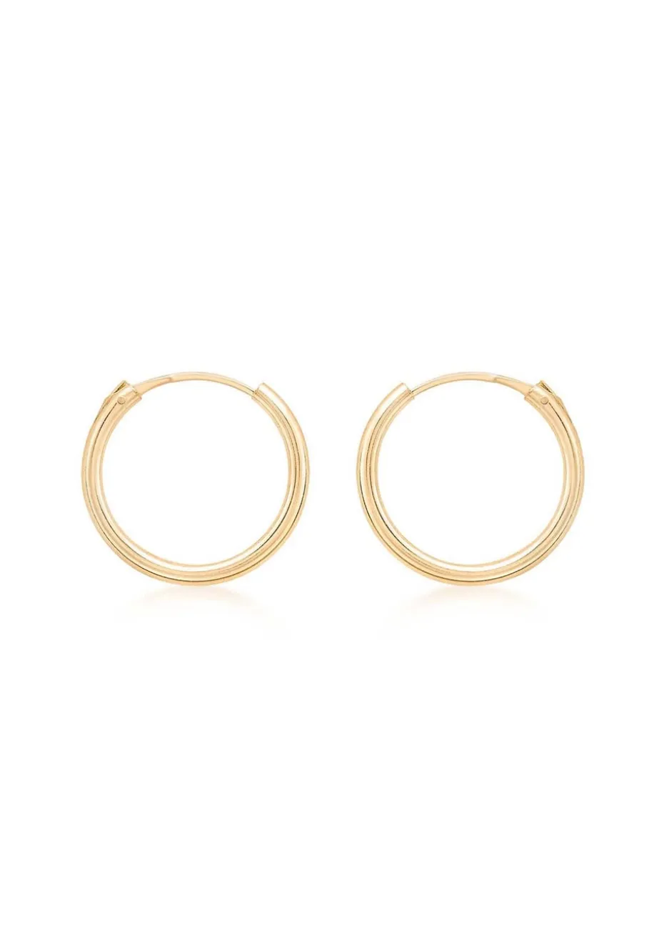Golden Moments 9ct Yellow Gold Tube Sleeper Hoop Earrings