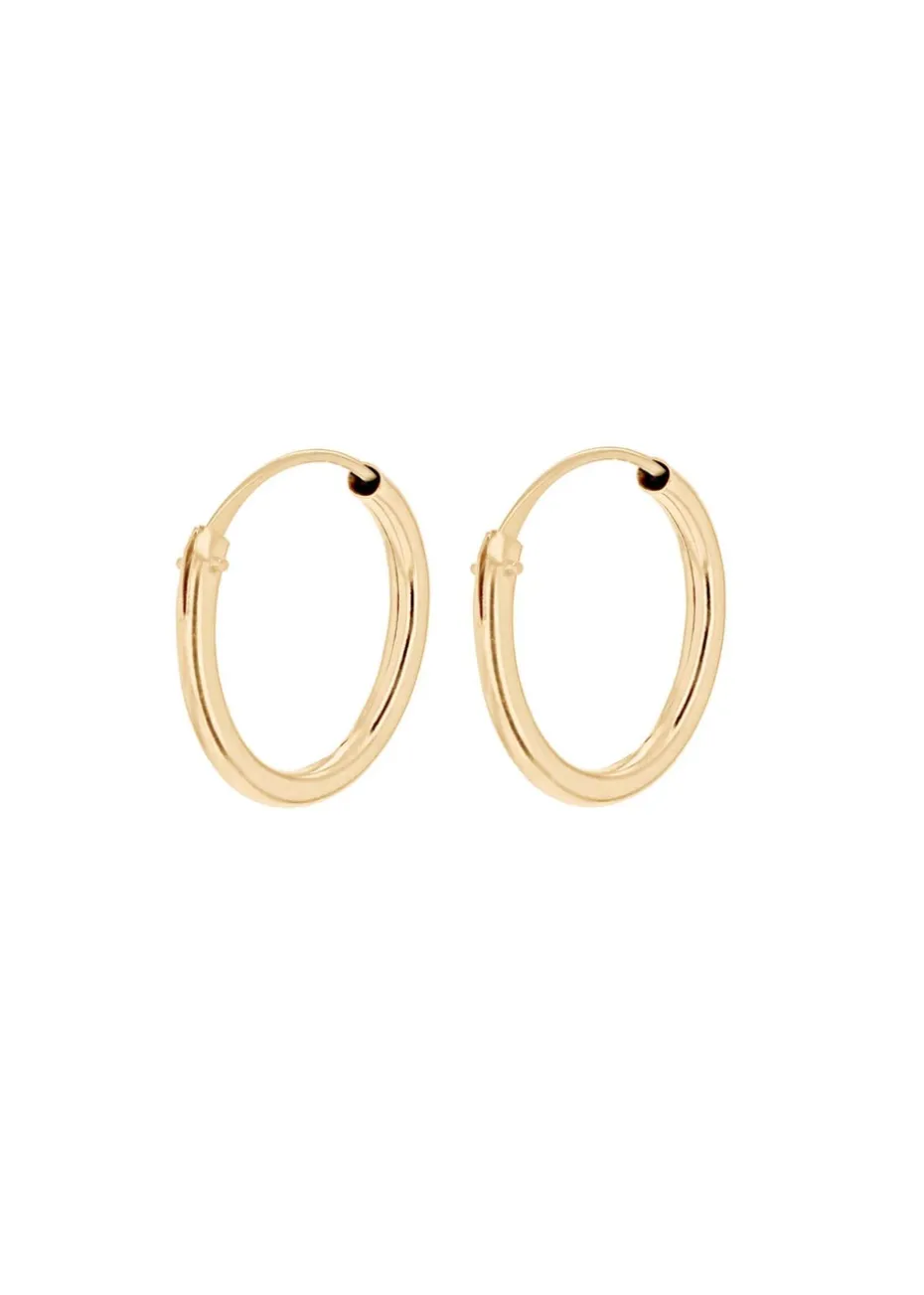 Golden Moments 9ct Yellow Gold Tube Sleeper Hoop Earrings