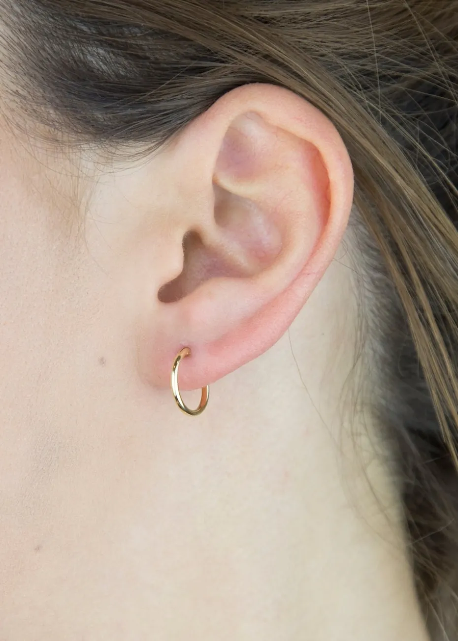 Golden Moments 9ct Yellow Gold Tube Sleeper Hoop Earrings