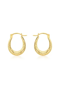 Golden Moments 9ct Yellow Gold Crystalique Creole Earrings