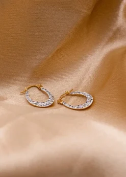 Golden Moments 9ct Yellow Gold Crystalique Creole Earrings