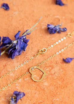 Golden Moments 9ct Yellow Gold Open Floating Heart Necklace