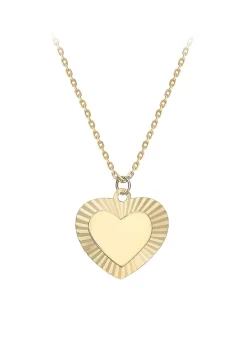 Golden Moments 9ct Yellow Gold Diamond Cut & Polished Double Heart Adjustable Necklace