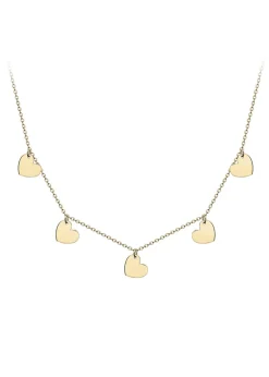 Golden Moments 9ct Yellow Gold 5-Heart Adjustable Necklace