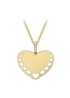 Golden Moments 9ct Yellow Gold Mini-Heart-Cutout-Design Heart Pendant