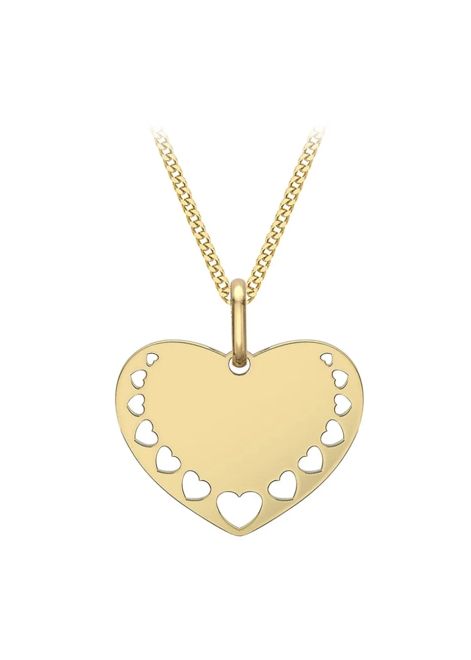 Golden Moments 9ct Yellow Gold Mini-Heart-Cutout-Design Heart Pendant